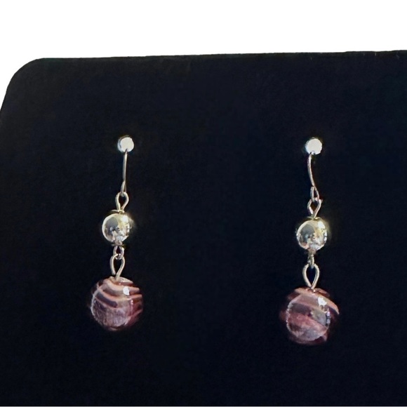 🌺 Boutique Purple Swirl Dangle Drop Earrings Silver Tone - Picture 2 of 4